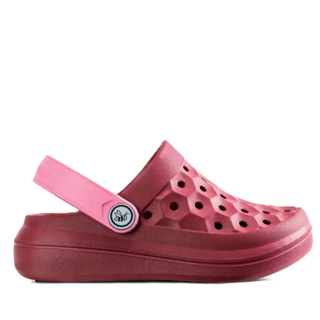 Joybees Kids Varsity Clog Solid Dark Cherry/Soft Pink
