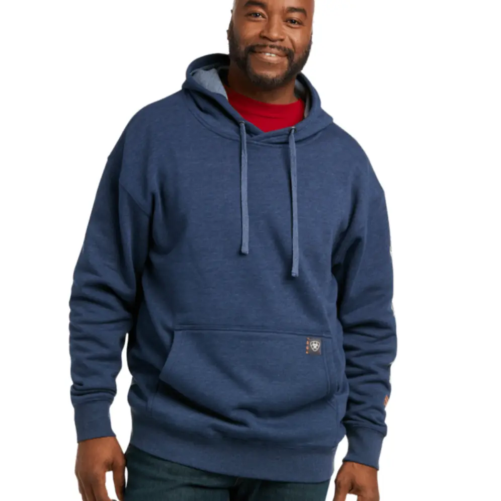 Ariat MNS Rebar Workman Graphic Hoodie NAVY HEATHER/LIME 10037645