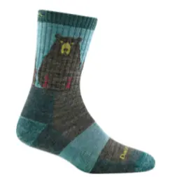 Darn Tough Women's Bear Town Micro Crew Lightweight Cushion Hiking Socks 1970 Aqua