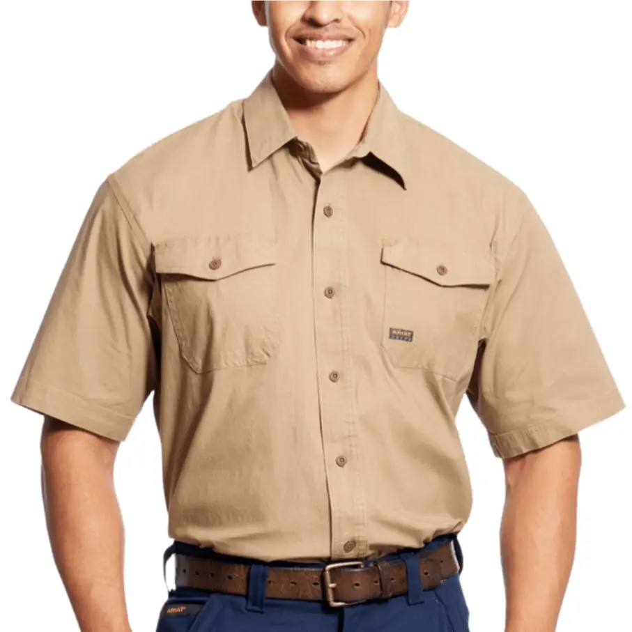 Ariat MNS Rebar Made Tough DuraStretch Work Shirt KHAKI 10025391