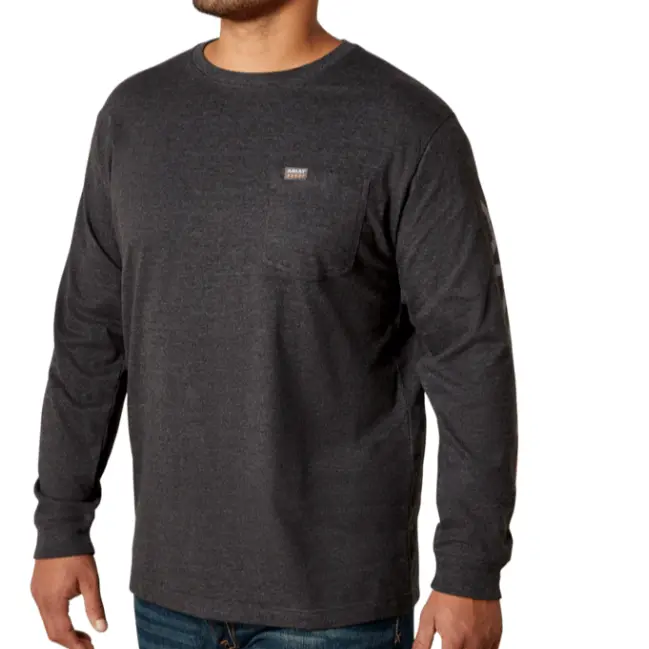 Ariat MNS Rebar Cotton Strong Standard Logo Pocket T-Shirt CHARCOAL HEATHER/ALLOY 10062753