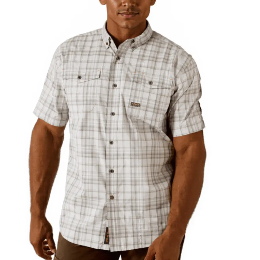 Ariat MNS Rebar Made Tough VentTEK DuraStretch Work Shirt MICRO CHIP 10071545  discontinued