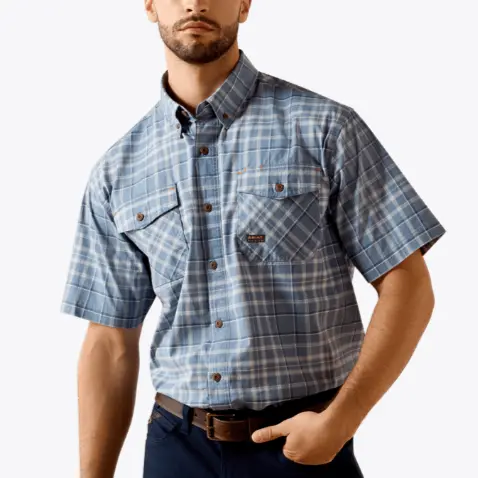Ariat MNS Rebar Made Tough DuraStretch Work Shirt DARK DENIM 10071411  discontinued
