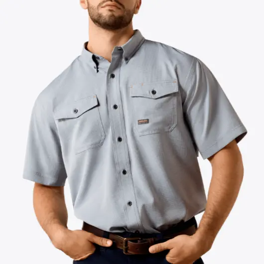 Ariat MNS Rebar Made Tough VentTEK DuraStretch Work Shirt DARK DENIM 10071546 discontinued