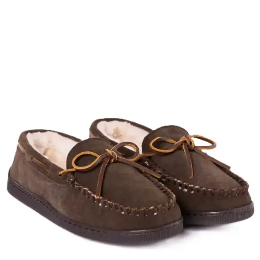 Minnetonka Moccasins Men's Pile Lined Hardsole Chocolate 3908