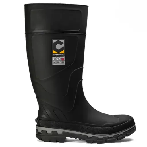Chinook 3565-001 Kickaxe black rubber boot steel toe 