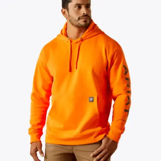 Ariat MNS Rebar Workman Graphic Hoodie SAFETY ORANGE/REBAR GREY 10062541